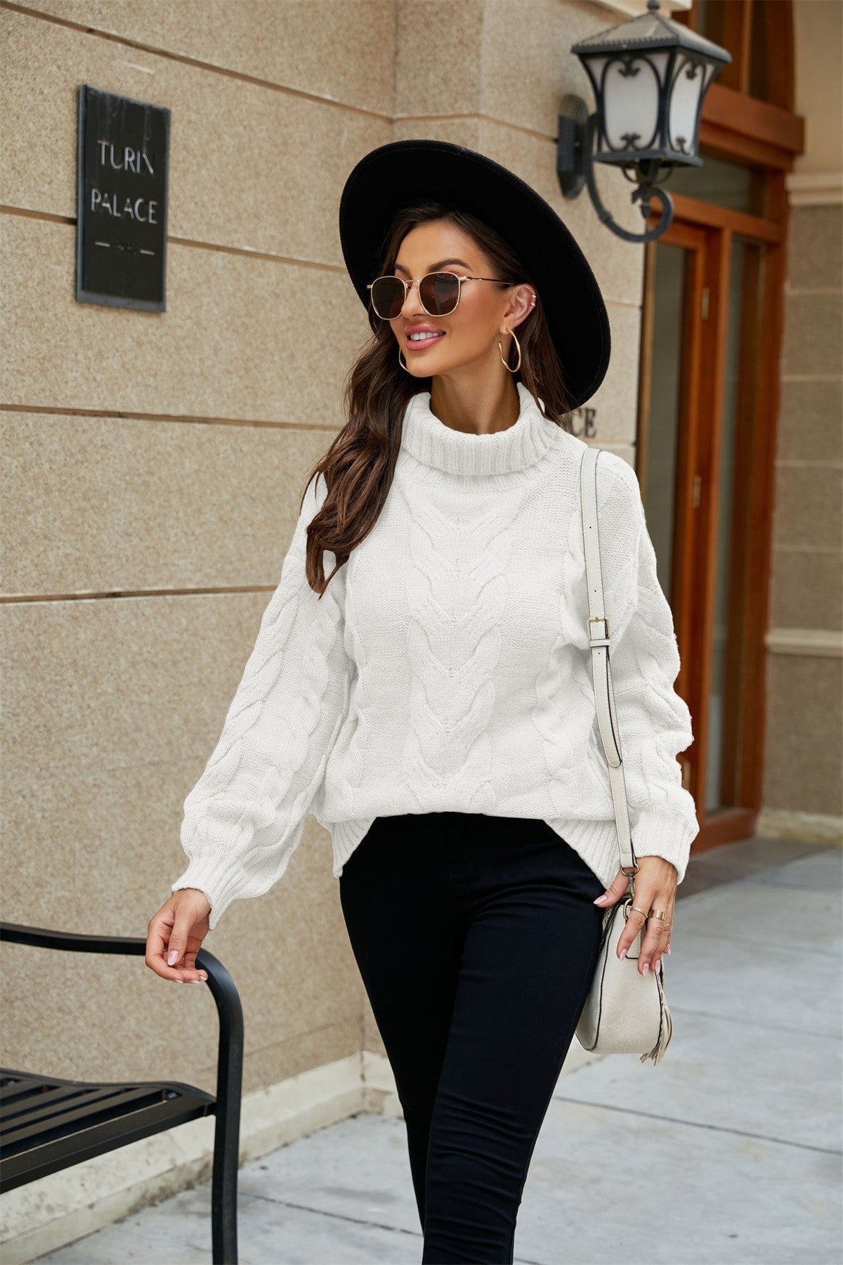 Image of Katherine | Women's Turtleneck Cable Knit Sweater
