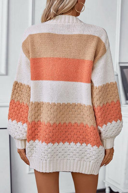 Image of Leanne | Women's Oversized Long Sleeve Striped Cardigan