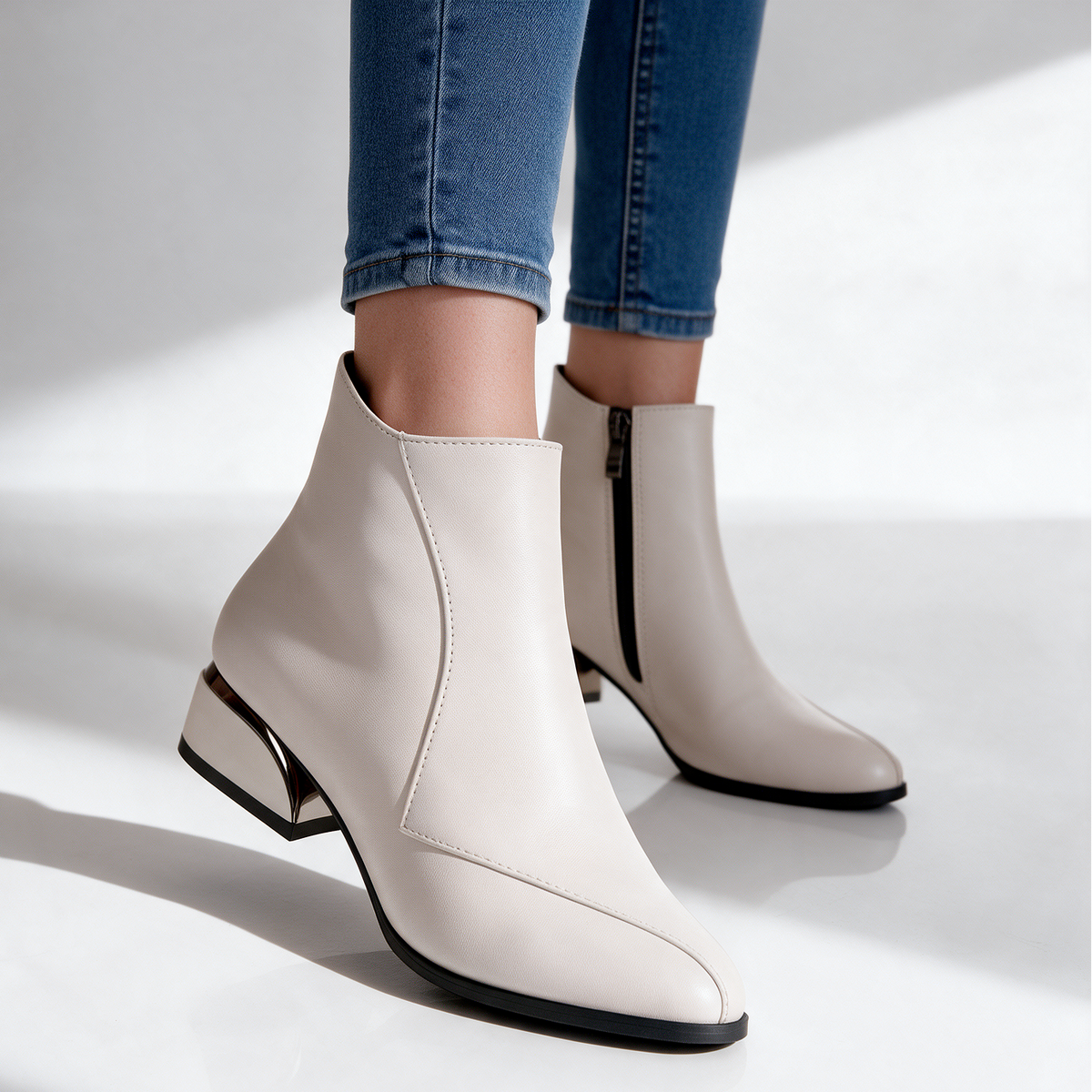 Women's Ankle Boots | Pointed Toe & Metallic Heel 2