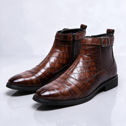 Women's Croc-Embossed Zip Boots | Side Zip & Cushioned Comfort 1