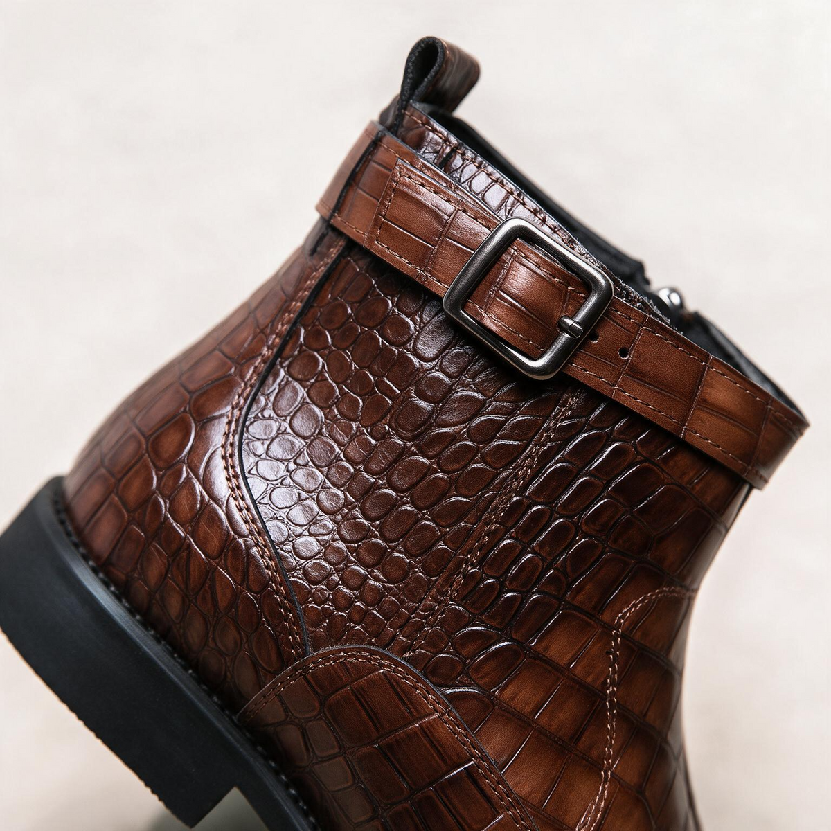 Women's Croc-Embossed Zip Boots | Side Zip & Cushioned Comfort 5