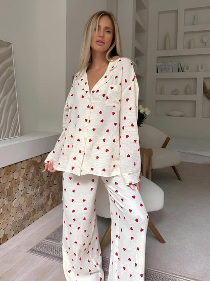 Women's Pyjama Set | Heart Print & Long Sleeve 6