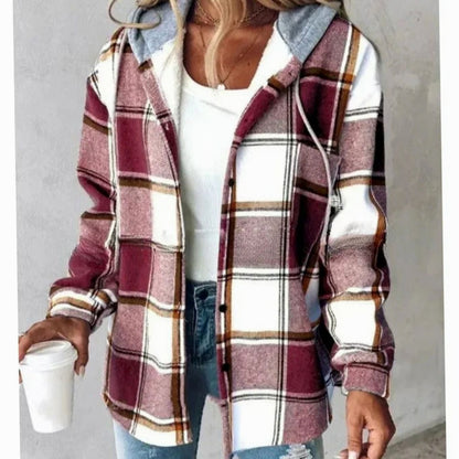 Nia | Women's Plaid Hooded Jacket with Relaxed Fit