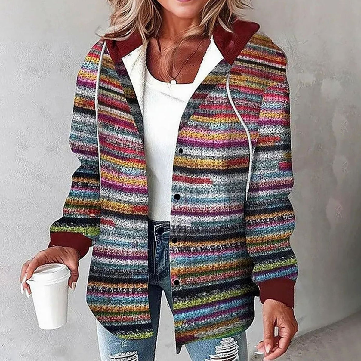 Nia | Women's Plaid Hooded Jacket with Relaxed Fit
