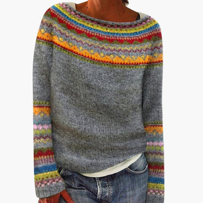 Paisley | Women's Merino Wool Sweater Fair Isle Knit Long-Sleeve Sweater