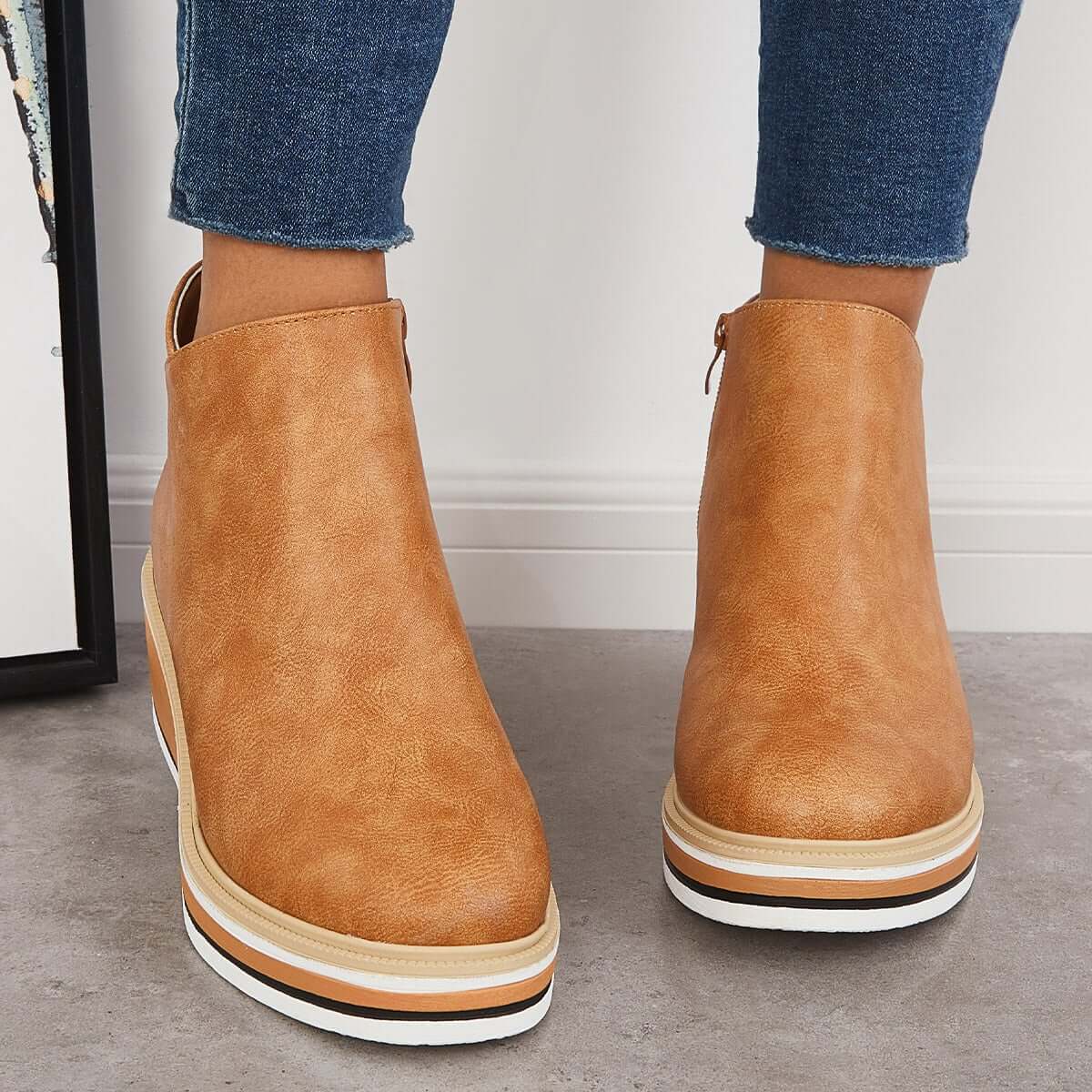 Women's Platform Ankle Boots | Zip Detail & All-Day Comfort 13