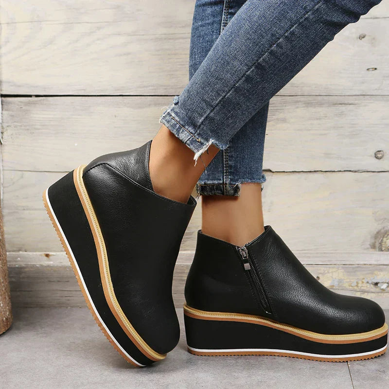 Women's Platform Ankle Boots | Zip Detail & All-Day Comfort 24
