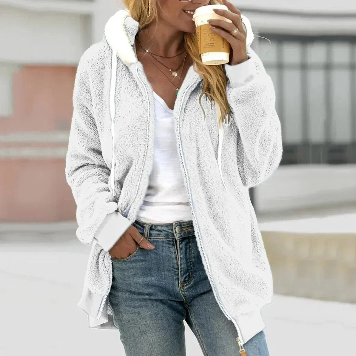 Women's Sherpa Zip Hoodie | Warm & Cosy 4