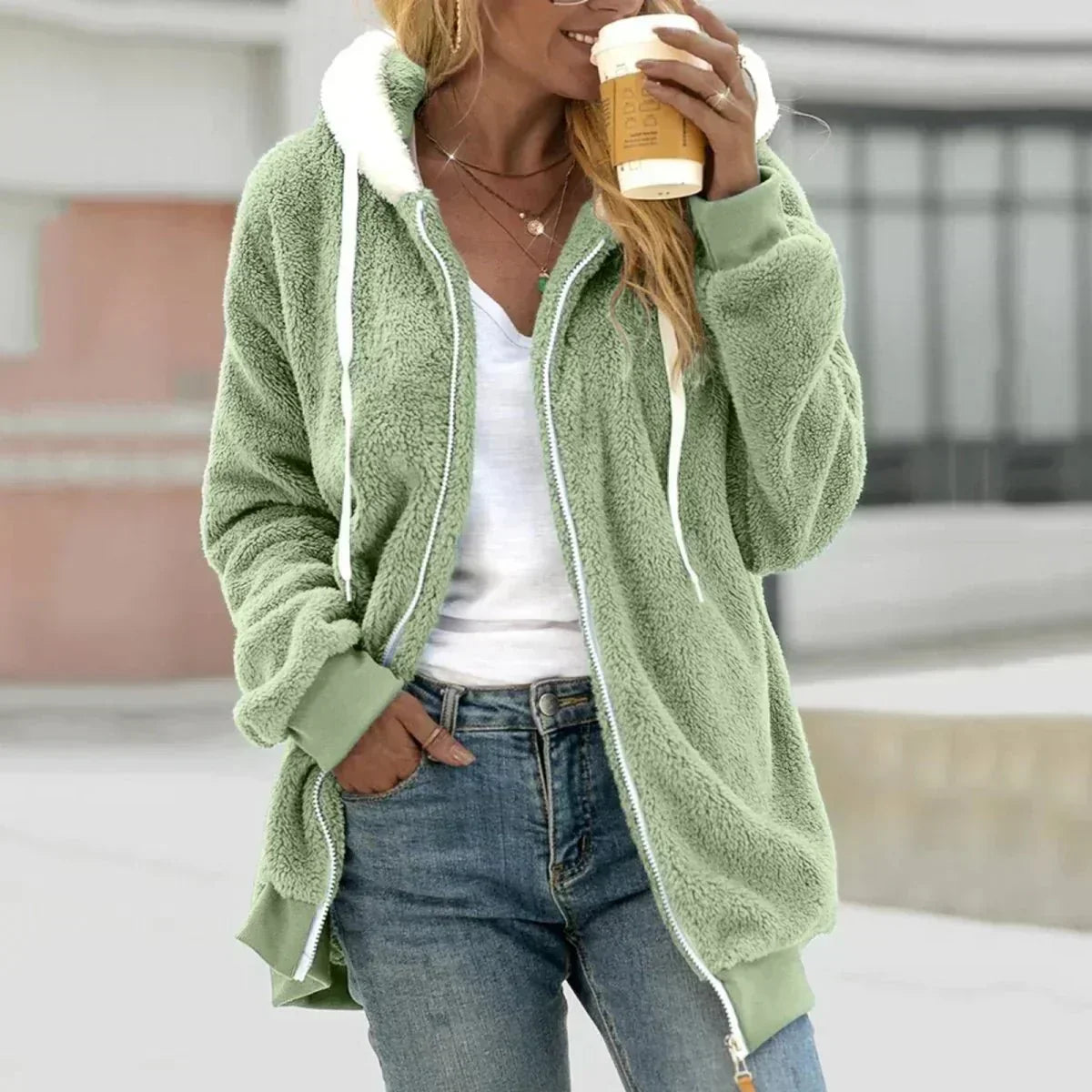 Women's Sherpa Zip Hoodie | Warm & Cosy 1