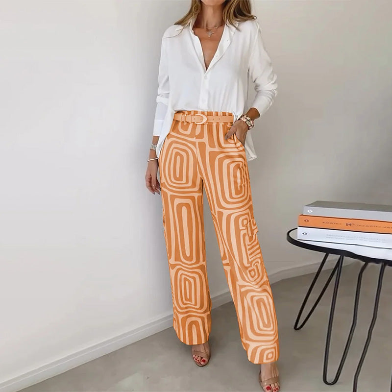 Women's High Waist Trouser Set | Patterned & Relaxed Fit 6