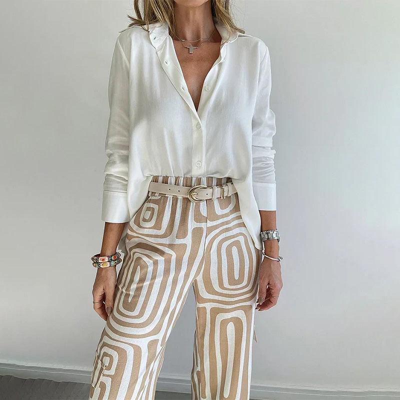 Women's High Waist Trouser Set | Patterned & Relaxed Fit 4