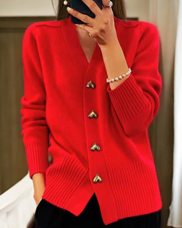 Women's Heart Button Cardigan | Soft & Elegant Fit 4