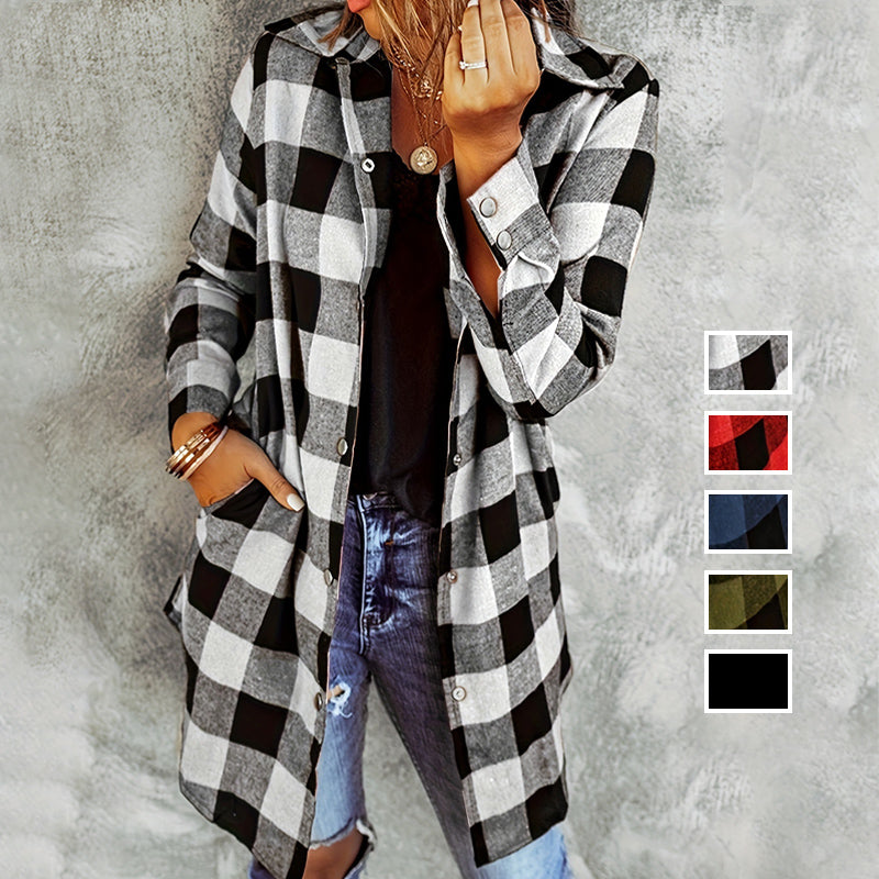 Women's Checked Jacket | Long Sleeve & Button Front 8
