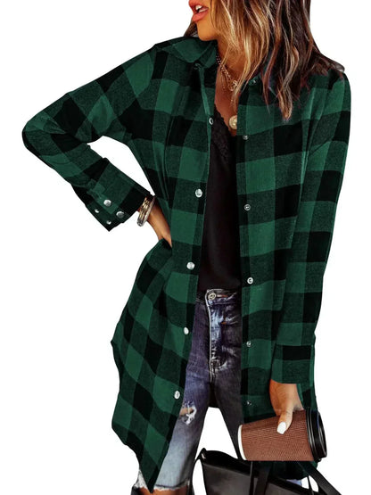 Women's Checked Jacket | Long Sleeve & Button Front 12