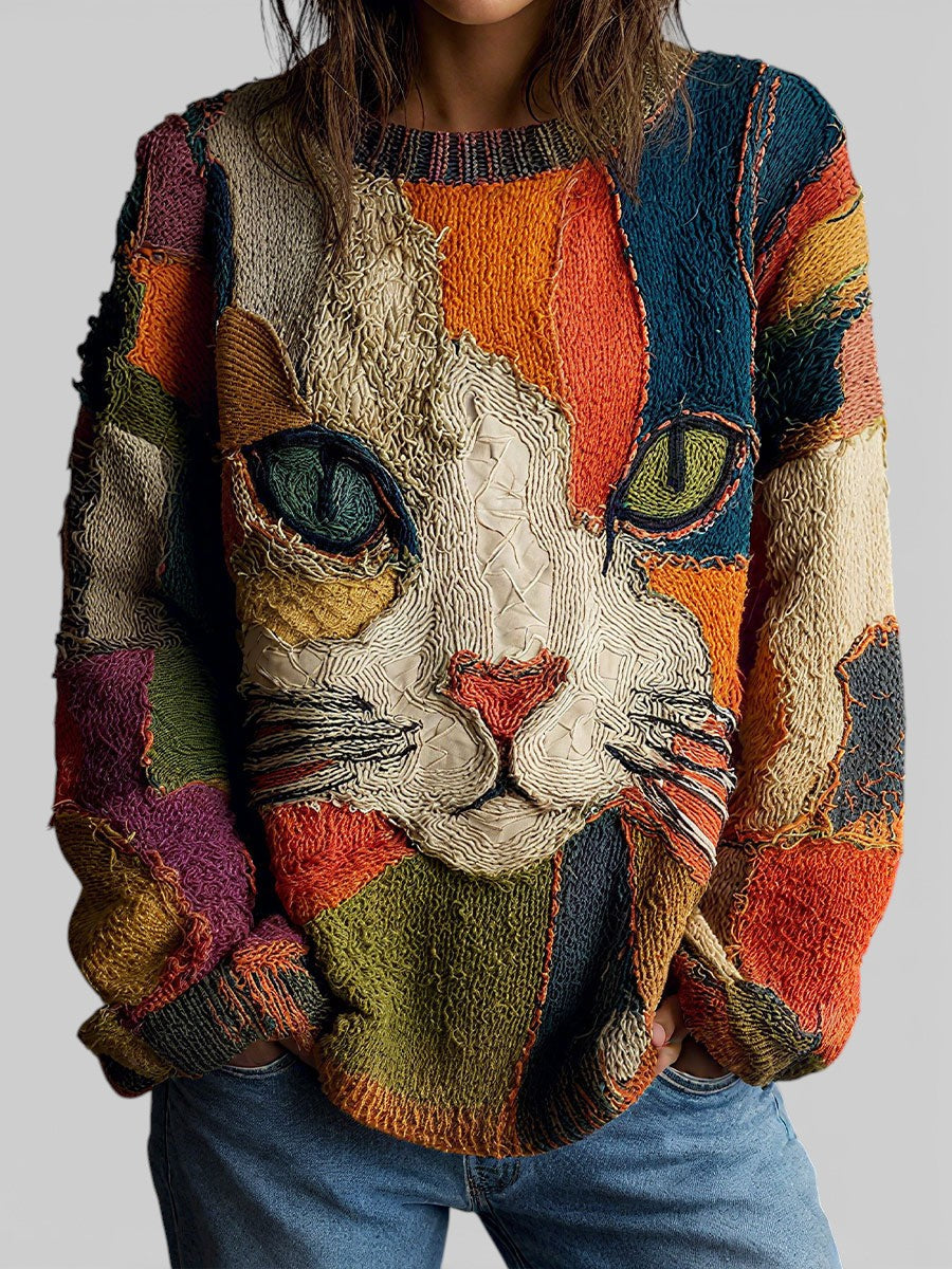 Women's Cat Print Jumper | Relaxed Fit & Cosy Knit 1
