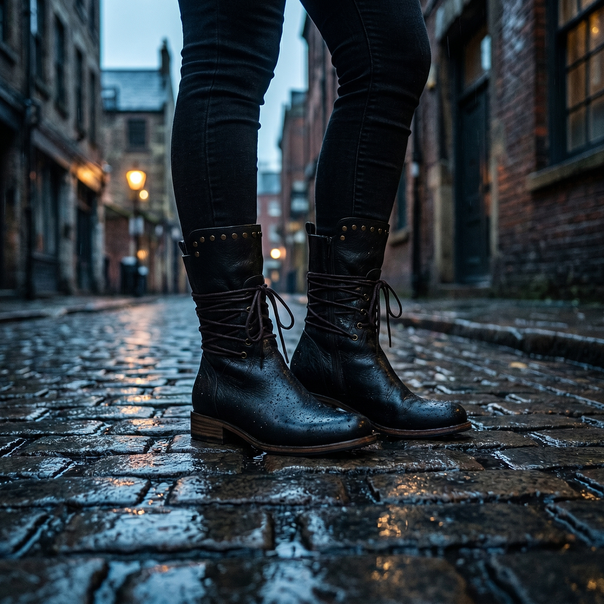 Women's Lace-Up Boots | Studded Mid-Calf Design 18