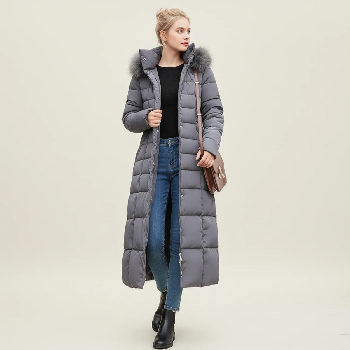 Women's Hooded Puffer Jacket | Belted Waist & Warm 3