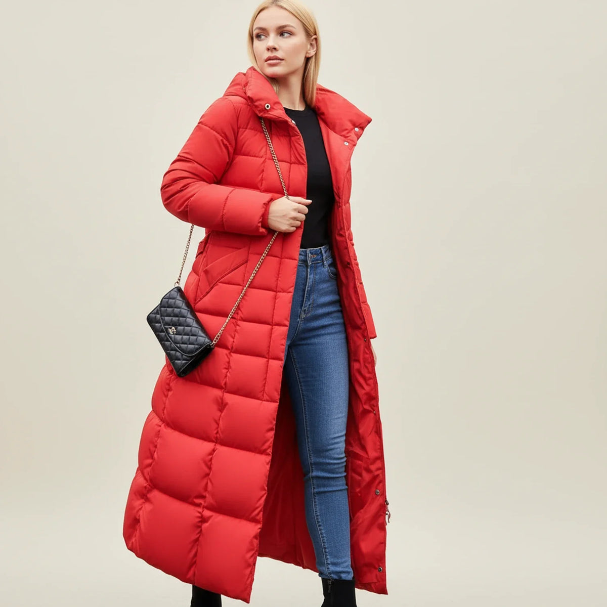 Women's Hooded Puffer Jacket | Belted Waist & Warm 5