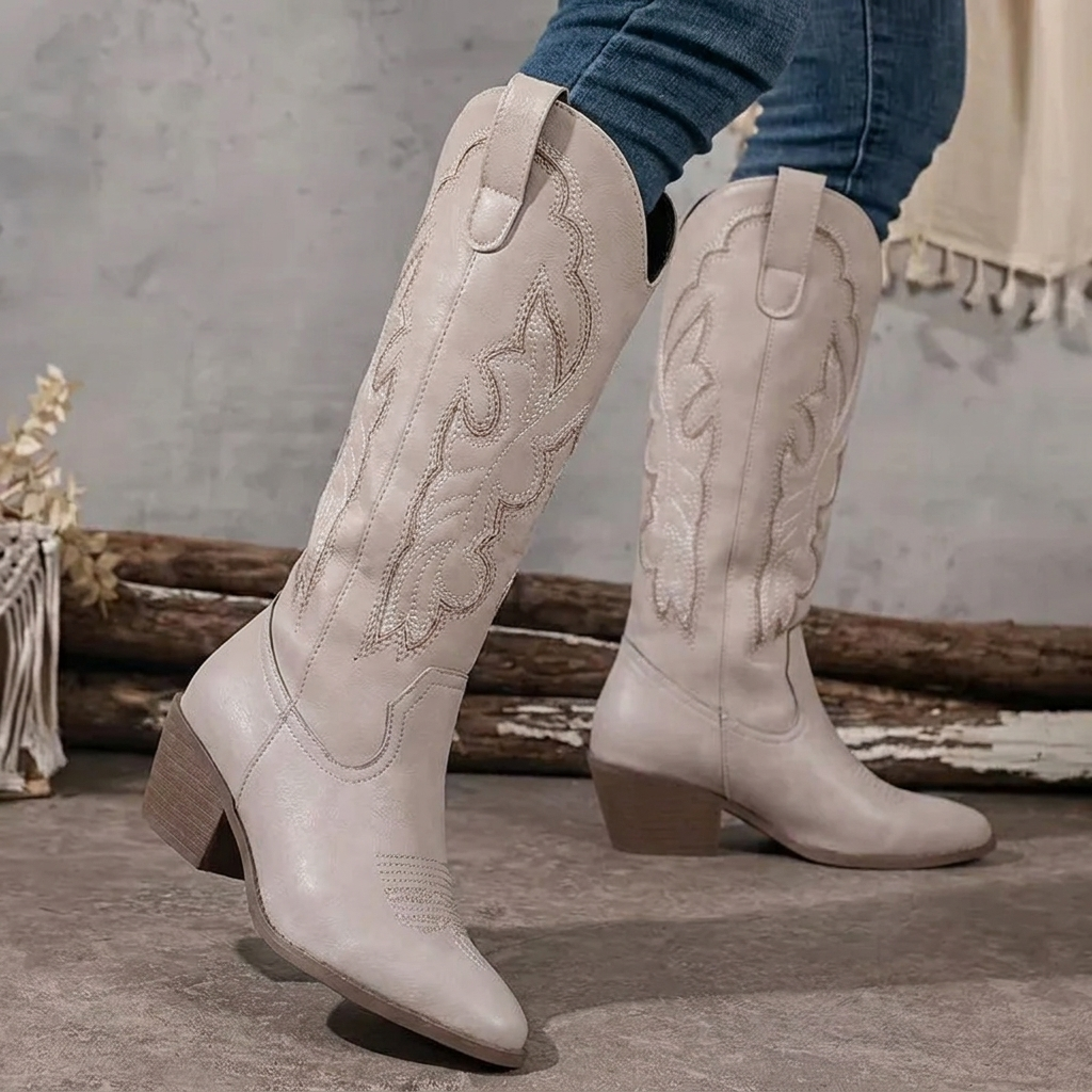 Women's Cowgirl Boots | Knee-High Block Heel 7