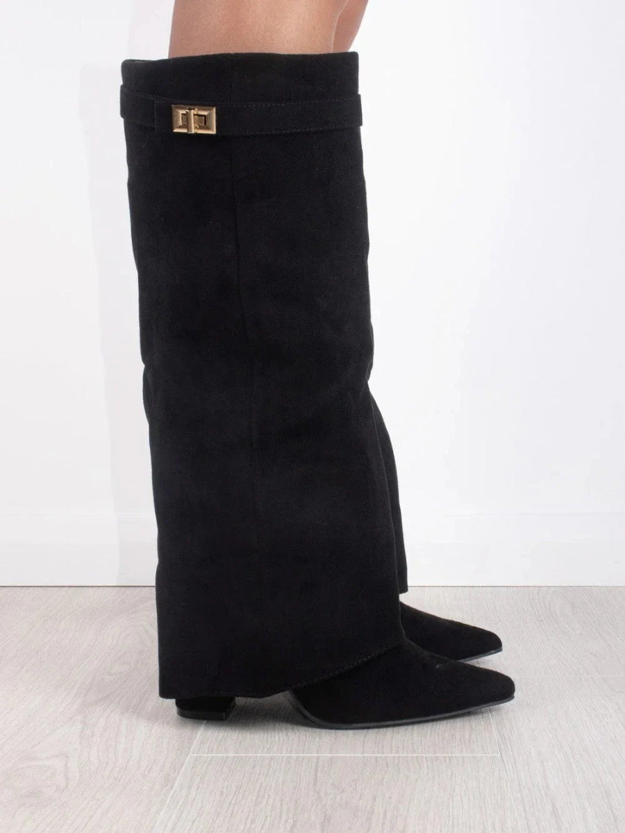 Women's Knee High Boots | Block Heel & Buckle Detail 2
